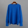 thumbnail image 4 of Atogsazn Womens Oversized Sweater Casual Knitted Pullover Crewneck Long Sleeve Sweaters Winter Tops Clothing Blue OneSize, 4 of 5