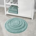 thumbnail image 3 of CPDD Soft Microfiber Polyester Non-Slip Round Spa Mat, Plush Water Absorbent Accent Rug for Bathroom Vanity, Bathtub/Shower - Concentric Circle Design, Machine Washable - Aqua Blue Aqua Pack of 1, 3 of 6