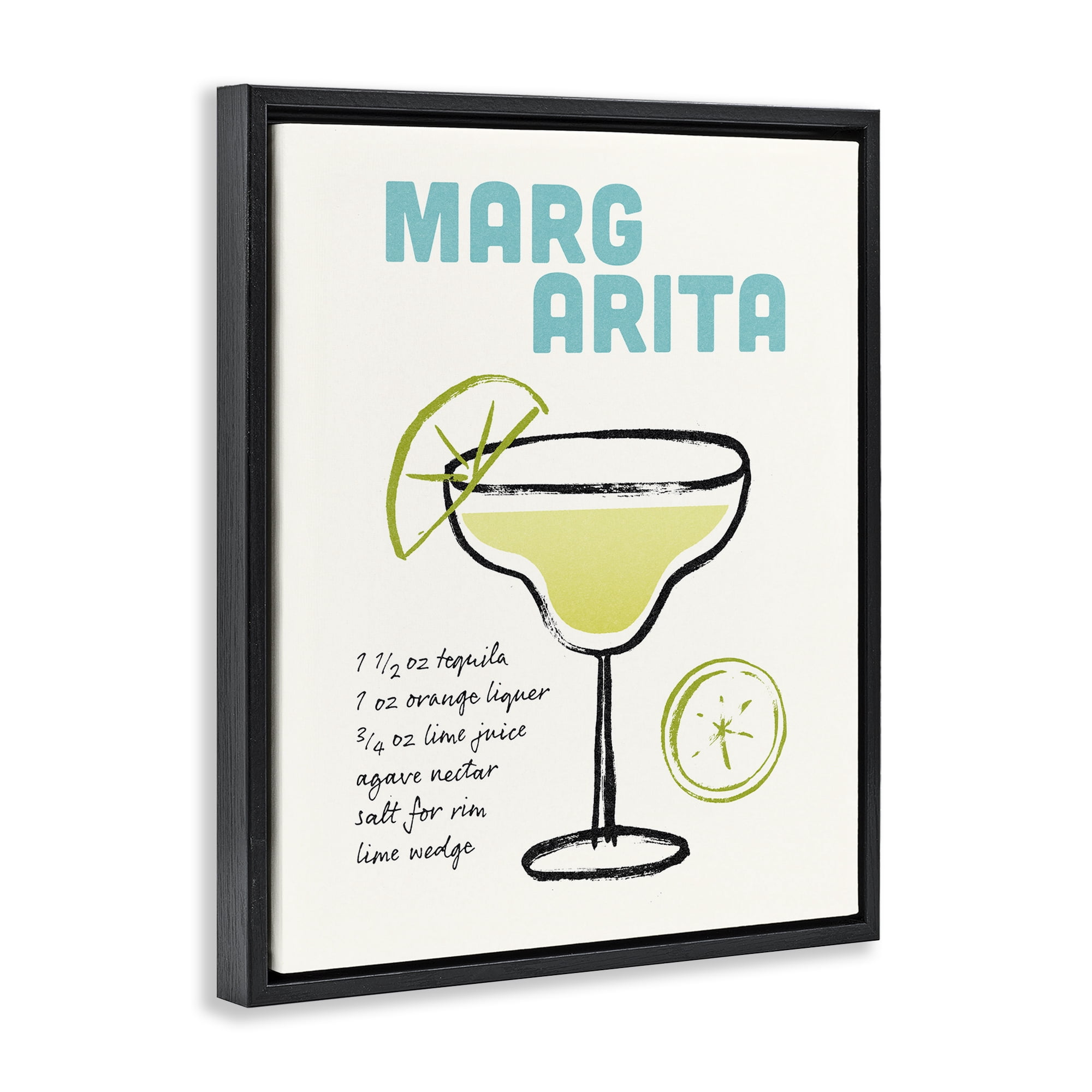 Stupell Industries Margarita Drink Recipe Food & Beverage Painting Black Floater Framed Art Print Wall Art, 17 x 21