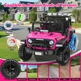 thumbnail image 4 of Funcid 24 Volt Ride on Toys 2-Seater Ride on Cars with Remote Control, 400W Electric Car for Kids, Ride on Truck Car W/ Bluetooth, Power Display, Music, LED Lights, Suspension, Pink, 4 of 15