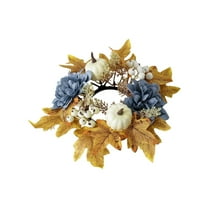 YIKA Halloween Decoration Thanksgiving Halloween Pumpkin Maple Leaf Berry Candle Holders Scented Wreath Decorative Ring Decorative Items Table Decorations Halloween Ornaments