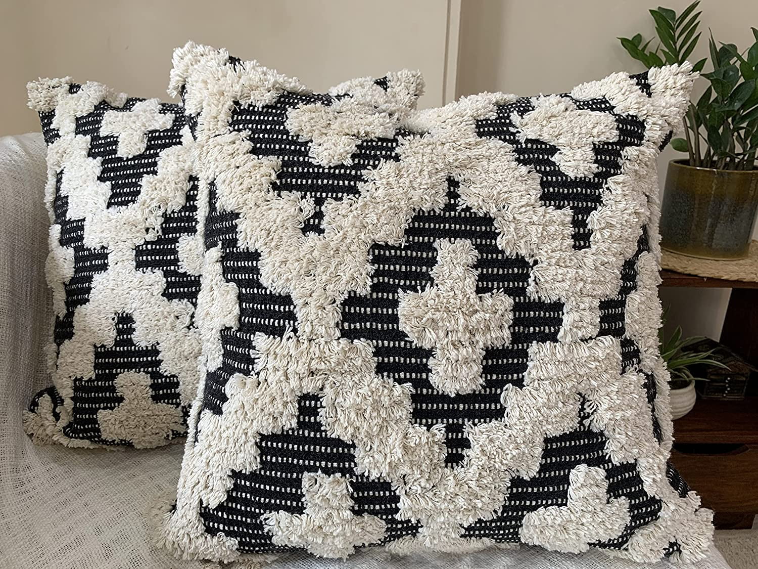 Nature4u Set of 2 Boho Throw Pillow Covers for Couch , 20x20 Inch