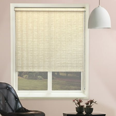 Chicology Continuous Loop Beaded Chain Roller Shade, Florence - Natural Woven, Privacy - Florence Maize, 23