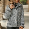 thumbnail image 4 of Womens Fleece Winter Coat Fuzzy Lapel Button Long Sleeve Outwear Lounge Casual Warm Teddy Coat, 4 of 6