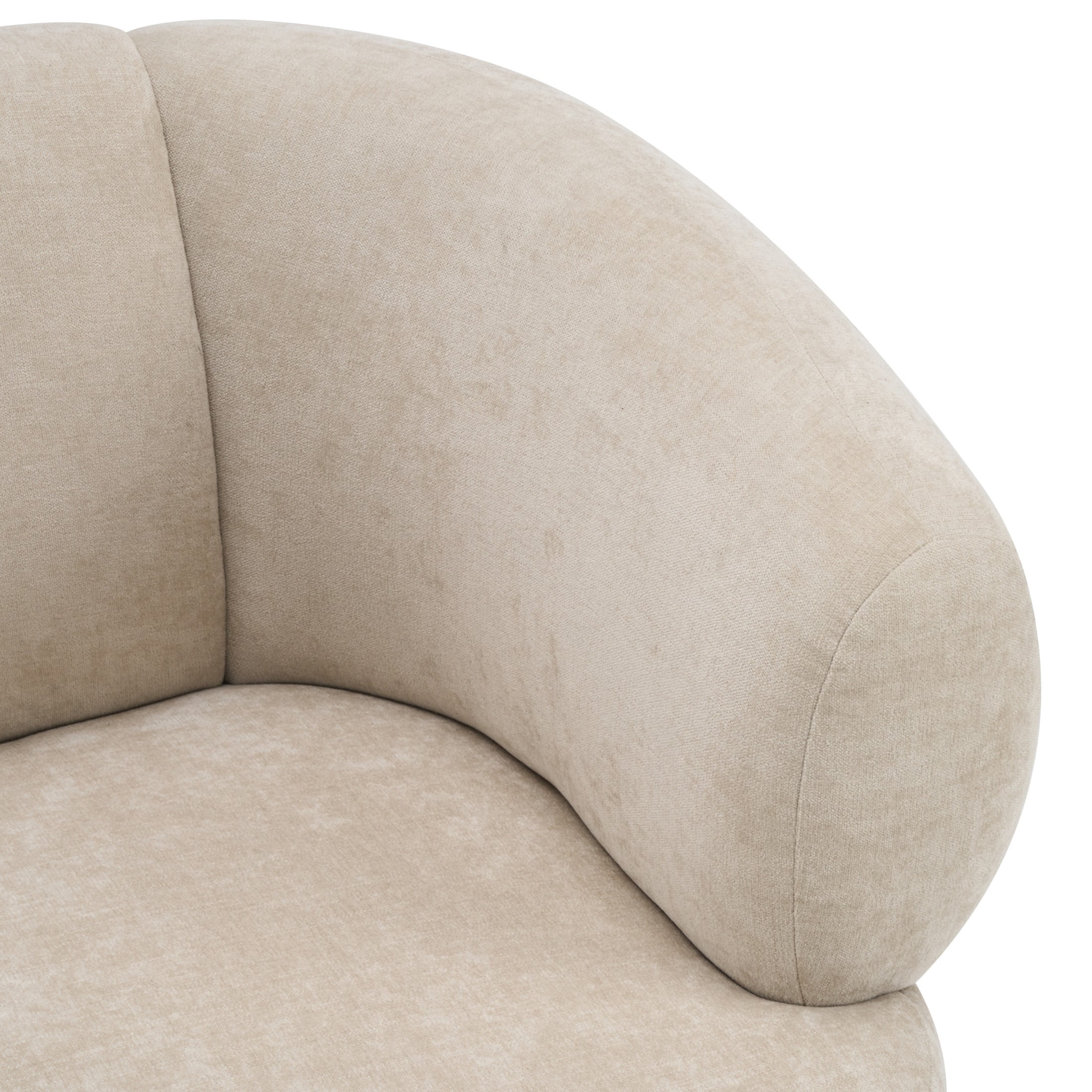 Christopher Knight Home Modern Curved Upholstered Sofa with Round Pillows, Birch Wood Legs, Almond