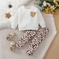 thumbnail image 2 of Baby Girl Outfits Long Sleeve Cartoon Tops Sweatshirt Leopard Print Pants Outfit Set 2Pcs Clothes Girls White 12 Months-18 Months, 2 of 7