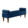 thumbnail image 3 of GZXS Modern Upholstered Bed Bench with Tufted Seat and Solid Wood Legs, 51.5" Entryway Velvet Bench with Armrests, Easy to Assemble, Navy, 3 of 6