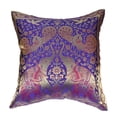 thumbnail image 6 of Purple Loving Elephant Peacock and Bird Silk Throw Pillow Cushion Cover Set, 6 of 6