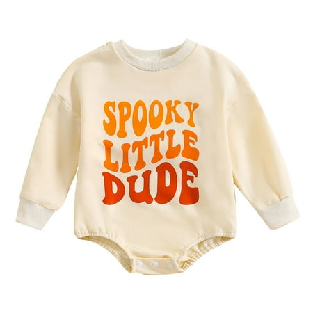

Newborn Pajamas Baby Girl Outfit Halloween Onesie Creeper Long-Sleeved Cartoon Beige Clothes