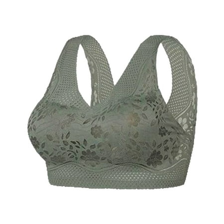 

LYCAQL Lingerie for Women Beautiful Back Breathable Thin Bras for Women Seamless Lace Sports Bra for Women Padded Underwire Bras (Green XL)