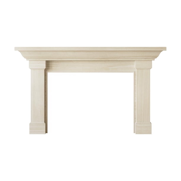 Unfinished 54 Inch x 39 Inch Wood Fireplace Mantel Surround Kit with