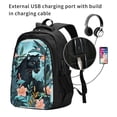 thumbnail image 2 of Cauagu Black Panther Floral Illustration Print Travel Laptop with USB Charging Port,Extra Large Backpack College Backpack Business Work Bag Casual Daypack Perfert for Men Women, 2 of 7