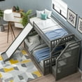 thumbnail image 3 of Euroco Wood Twin over Full Bunk with Drawers and Slide, Storage Staircase for Kids Teen Adults, Gray, 3 of 11