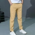 thumbnail image 5 of Frostluinai School Uniform Kids Pull On Pants with Pocket 4-14Y Boys Elastic Waist Straight Leg Cargo Pants Solid Casual Trousers, 5 of 8