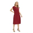 thumbnail image 6 of EFINNY Women Short Sleeve Crew Neck Casual Plain Simple T-Shirt Dress, 6 of 7