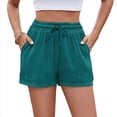 thumbnail image 2 of Soft Comfy Activewear Lounge Textured Shorts with Pockets and Drawstring for Women blue XXL, 2 of 7