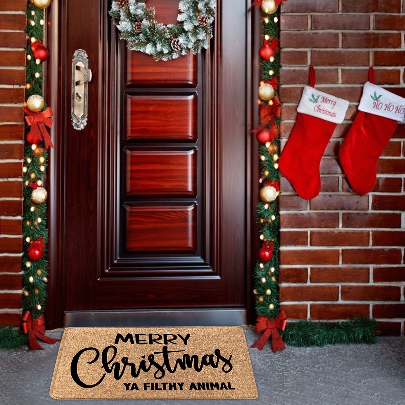 Clearanceeqwljwe Merry Christmas Door Mat Welcome Decor Christmas Floor Mat Outdoor Mats for Front Door,Indoor Mats for Entryway,24x16 inch,Burlap