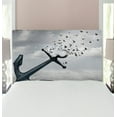 thumbnail image 1 of Birds Headboard, Anchor Turns into Group of Flying Birds Seagulls for Liberty and Hope Mood Graphic Art, Upholstered Decorative Metal Bed Headboard with Memory Foam, Twin Size, Grey, by Ambesonne, 1 of 4