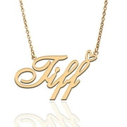 Tiff Custom Name Necklace Customized Personalized Plated Name Necklace for Mother Daughter Friendship Women Valentine's Day Christmas Birthday New Year Gold