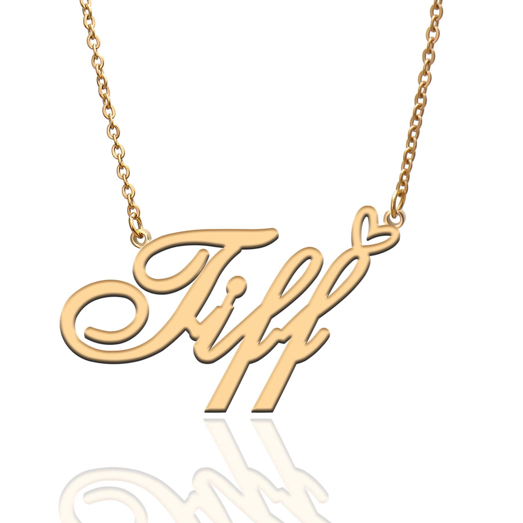 Tiff Custom Name Necklace Customized Personalized Plated Name Necklace for Mother Daughter Friendship Women Valentine's Day Christmas Birthday New Year Gold