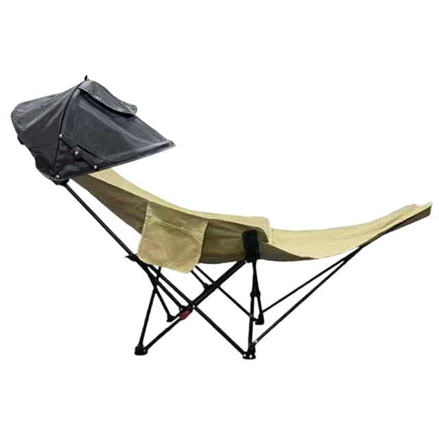 Silla plegable de camping con toldo y reposapiés desmontable. Silla mecedora portátil multiusos para exteriores. Sillas de playa para exteriores. Caqui