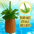 thumbnail image 3 of 4-ct Set Pineapple Palm Tree Sipper Bottle Cups Bendable Straws 22 oz 5.79" x 2.4", Plastic Reusable BPA-free Hawaiian Stocking Stuffer Beach Pool Party Favor Easter Basket Birthday Summer Gift, 3 of 7