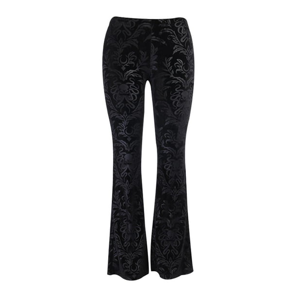 Pantalones acampanados oscuros informales para mujer, pantalones de pierna ancha, leggings de gimnasio de cintura alta L