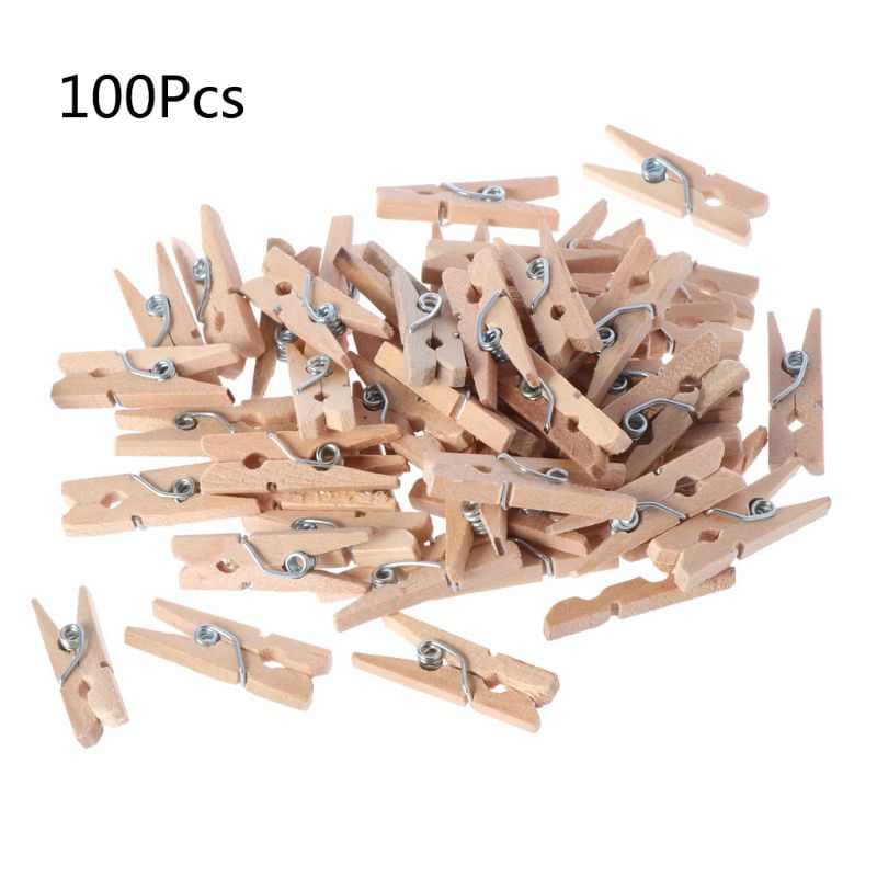 100pcs Mini Wooden Clips Clothespins Memo Pegs Photo Paper Clips Note Clamp 