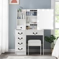 thumbnail image 2 of Makeup Vanity Desk Table Set With Sliding LED Mirror Stool Drawer USB AC Power, 2 of 13