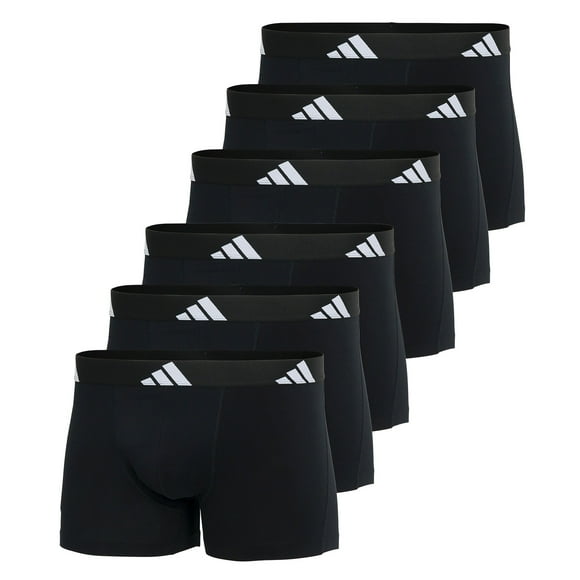 adidas men boxer shorts, 6-pack - trunks, Active Flex Cotton, logo, solid colour Black L (Large)
