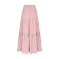 thumbnail image 6 of Maxi Skirts for Women Boho Solid Color Elastic Waist Tiered Ruffle Summer Swing Beach Party Holiday Skirt S-2XL, 6 of 6