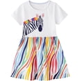 thumbnail image 3 of Vestidos para niñas pequeñas, tutú floral de unicornio, tul, vestido informal de verano, vestido de algodón de manga corta con dibujos animados, 3 of 5