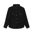 thumbnail image 2 of CCRFTGI Boys Girls Long Sleeve Shirts Corduroy Button Down Lapel Casual Spring Fall Dress Shirts for Kids Fashion Cozy Size 7 Lightweight Jackets with Pockets Black 3-4 Years, 2 of 9