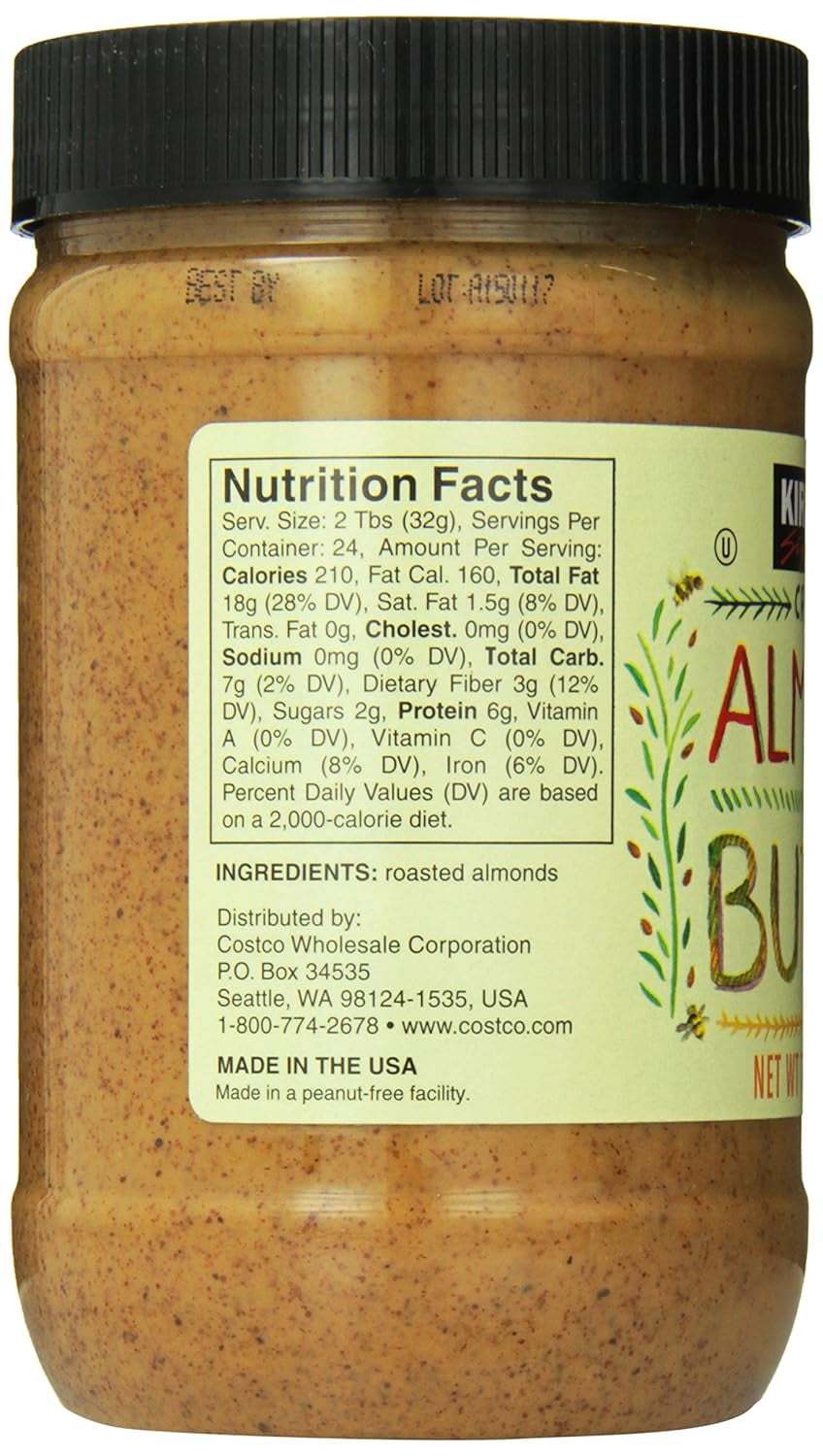 2 Pack | Kirkland Signature Creamy Almond Butter, 27 Ounce