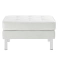 thumbnail image 3 of Ottoman Accent Chair, White Silver, Vegan Leather, Mid Century Living Lounge Cafe Lobby Hospitality Restaurant, Modern Contemporary HB33240, 3 of 7