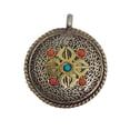 thumbnail image 2 of Tibetan Silver Handmade Reversible Pendant Necklace – Bohemian Medallion Jewelry with Coral, Lapis Lazuli & Turquoise for Men & Women, 2 of 5