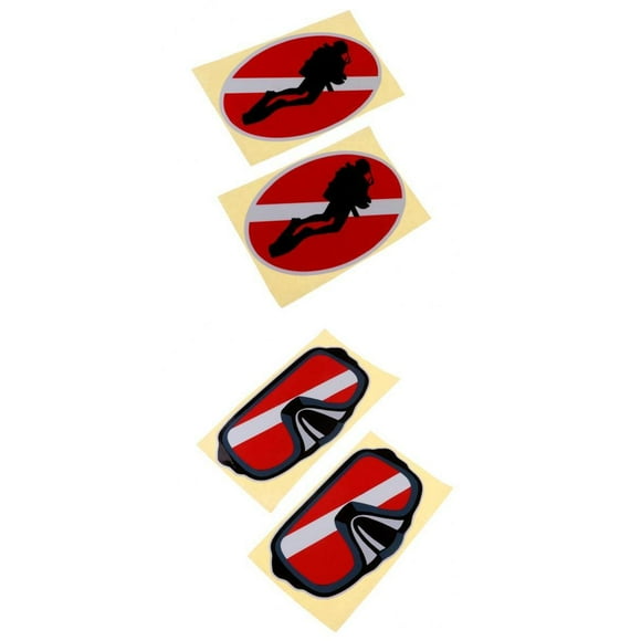 LOVIVER 2Pairs Diver Diving Goggles Scuba Diving Kayak Sticker Laptop Bumper Decal