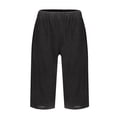 thumbnail image 6 of HAJWOH Women Summer Pull On Linen Bermuda Shorts Knee Length Gauze Beach Capris with Pockets, 6 of 7