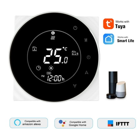 THP6000-WHPW Water Heating Thermostat Smart WiFi Digital Temperature Controller Tuya/SmartLife APP Control Backlit LCD Display Programmable Voice Control Compatible with Echo/ Home/Tmall (Best Room Temperature App)