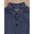 thumbnail image 4 of Cute Baby Girls Kid Toddler Denim Dress Summer Ruffle Sleeve Outfit Short Mini Dress, 4 of 5
