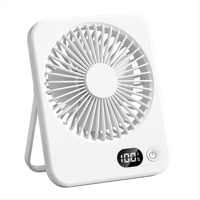 Ventilador de Escritorio Portátil, Recargable por USB, con Inclinación de 180°, Plegable, con Pantalla de Potencia, 5 Velocidades, Ultra Silencioso B