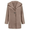 thumbnail image 7 of Women Single Breasted Hooded Jacket Casual Shawl Collar Jacket Pea Coats Loose Trench Coats Long Overcoat Camel XL, 7 of 7