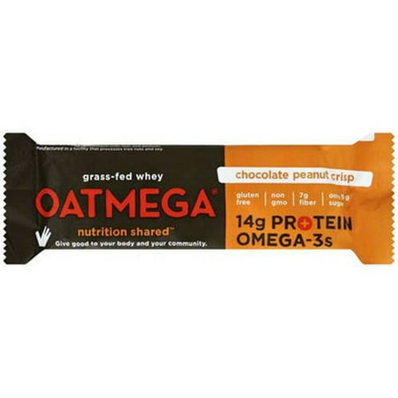 Oatmega Grass-Fed Whey Protein Bar, Chocolate Peanut Crisp, 14g Protein, 12