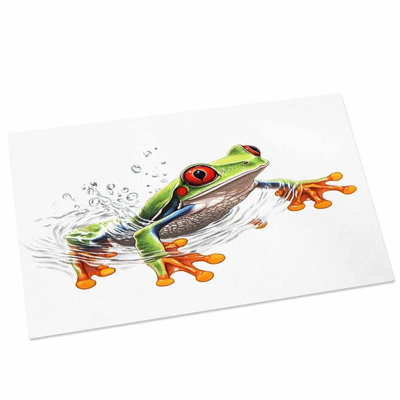 Frog Door Mat 16x24 Inch Watercolor Frog Water Surface Hand-painted Entryway Rug with Non-Slip Rubber, Front Door Rug Indoor Floor Mats for Living Room Bathroom Bedroom Home Office