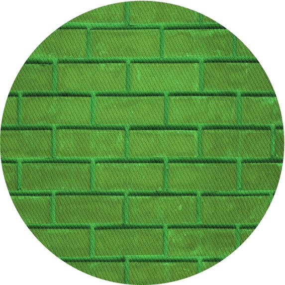 Ahgly Company Indoor Round Patterned Green Area Rugs, 4' Round
