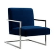 thumbnail image 2 of Finn Navy/Chrome Velvet Accent Chair - Square Arm, Stainless Steel Frame, 2 of 10
