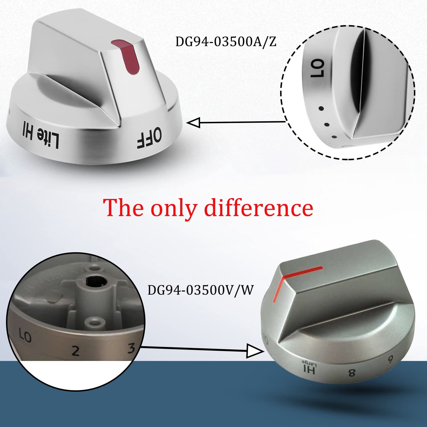 DG94-03500A/Z for Sam.sung Gas Stove Knob Replacement, DG94-03500U DG94-04396A Range Oven Knobs, Compatible with NX60T8111SS NX60T8311SS NX60T8711SS Etc,5 Pack