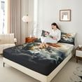 thumbnail image 4 of Castle Fairy Animal Eagle 4pcs Bed Sheets for Adults Female Men,Vintage American Flag King Sheets,Mountain Sea Super Cozy Sheet Set,Microfiber Bedroom Decor, 4 of 7