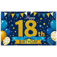 thumbnail image 2 of Blue and Gold Glittery 18th Birthday Banner Backdrop Decor with Stars Balloons and Bunting for Birthday Party Photography Props Decorations Happy Birthday Celebrations, 2 of 2