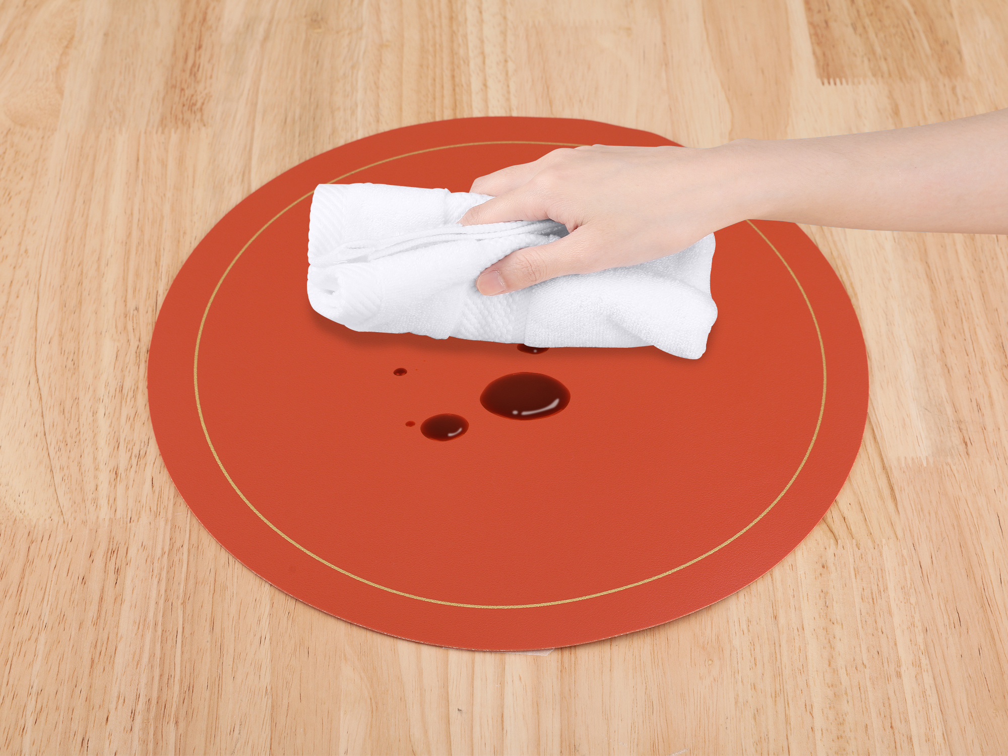 Unique Bargains Placemats Set of 6 Faux Leather Orange